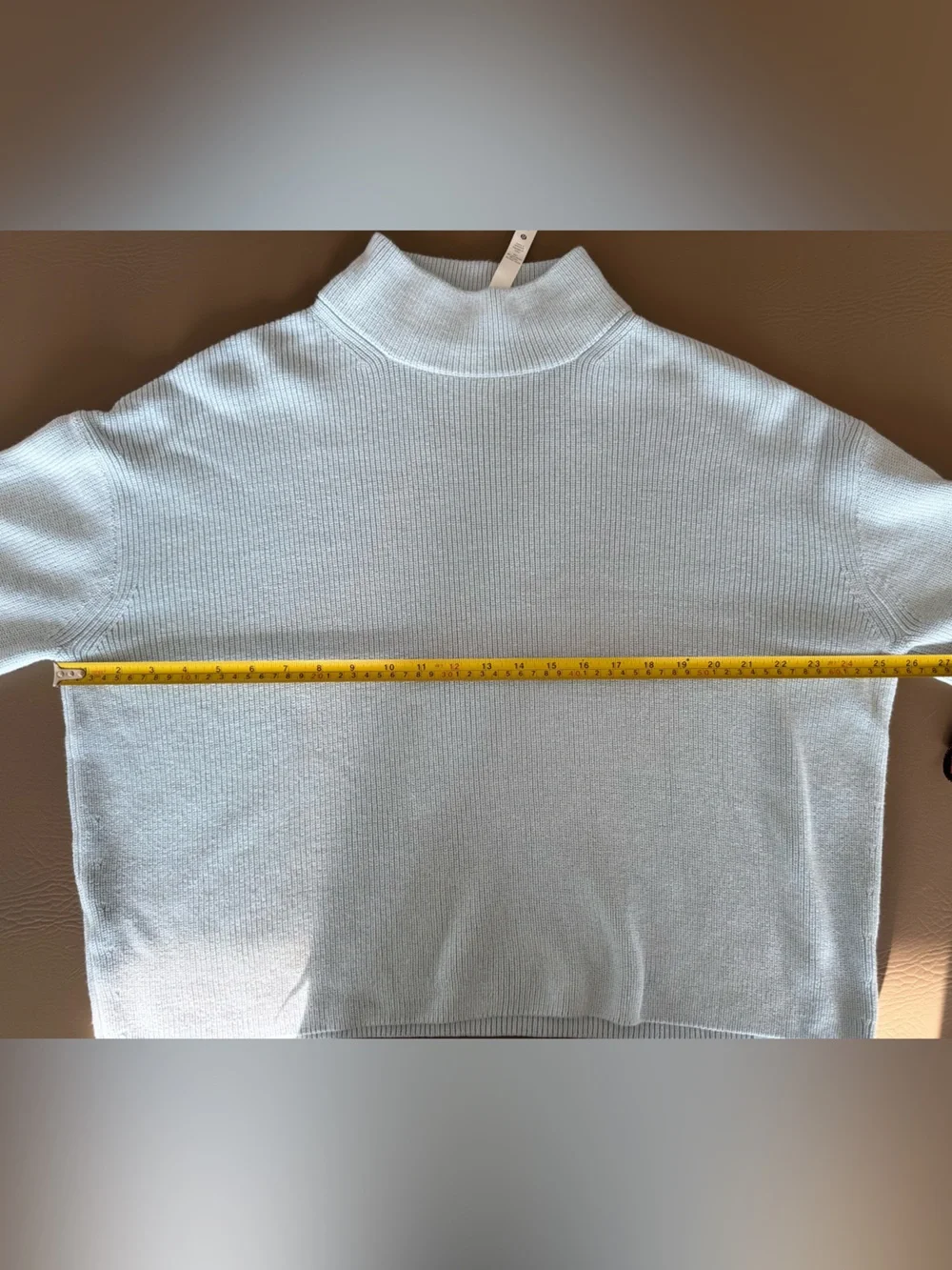 Like New! Lululemon Merino Wool-Blend Mock Neck Lt. Blue Sweater, Sz XL